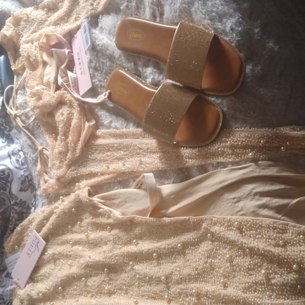 Oh polly night out long sleeve trendy dress golden color